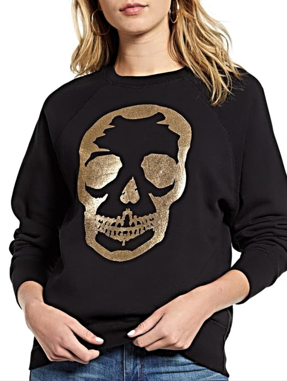 Zadig & Voltaire Black Gold Camo Skull Embroidery Sweatshirt Size M